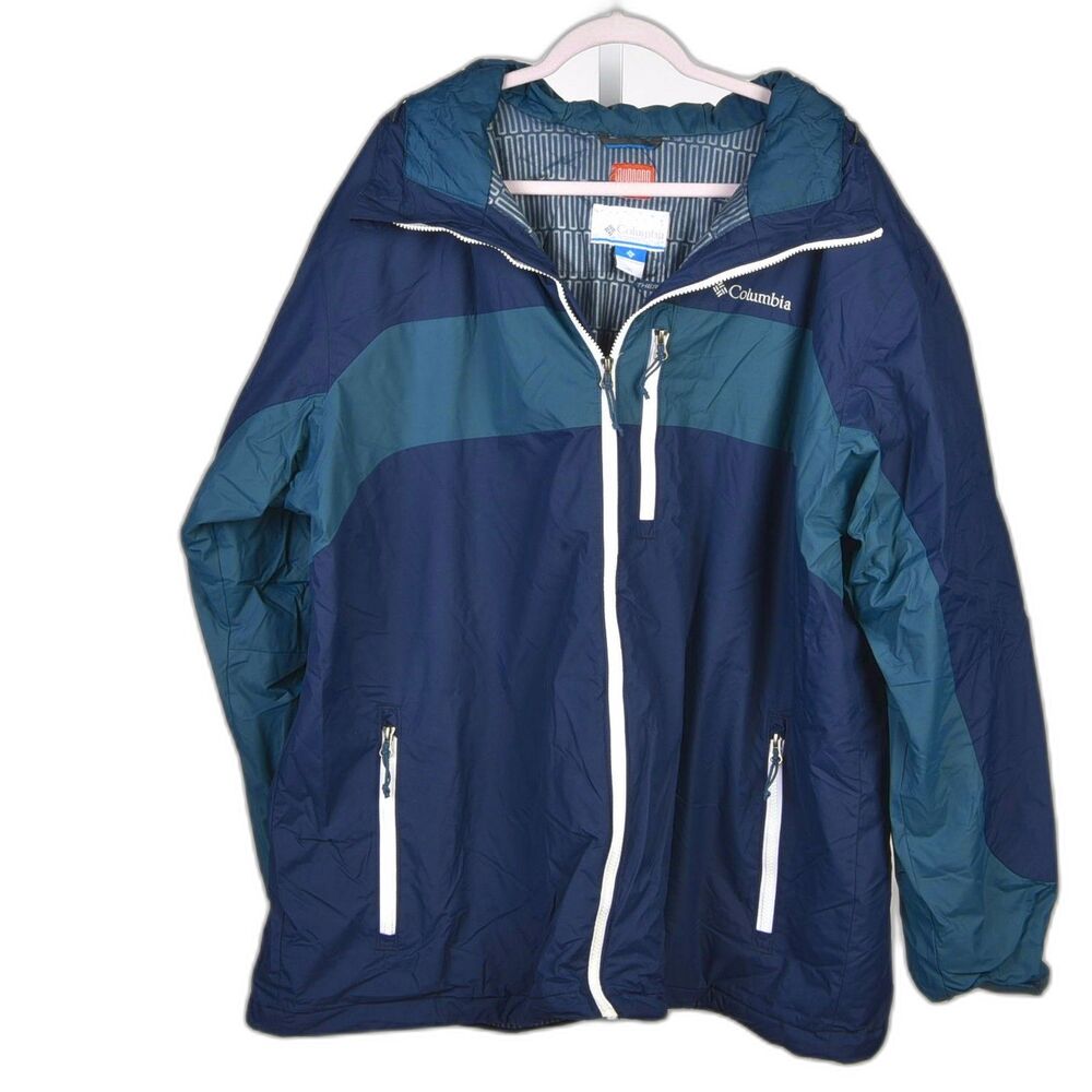 Columbia Sportswear Company Navy Striped Thermal Cool Insulated Coat Size XXL